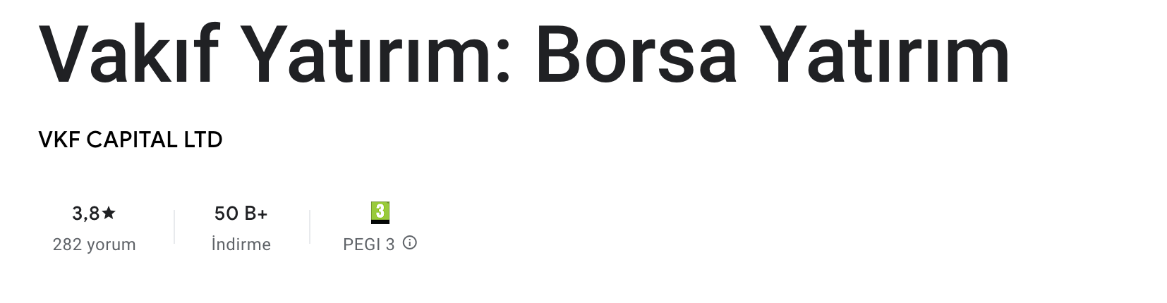 Play Store uygulama başlığı ekran görüntüsü